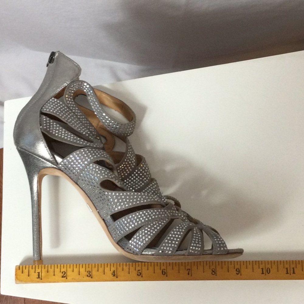 Badgley Mischka Silver Strappy Heels - Picture 8 of 10